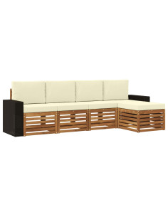 Set di divani da esterno con cuscino 5 pcs Naturale e Crema 2