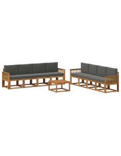 Set di divani da esterno 9 pcs Naturale e Antracite Poliestere