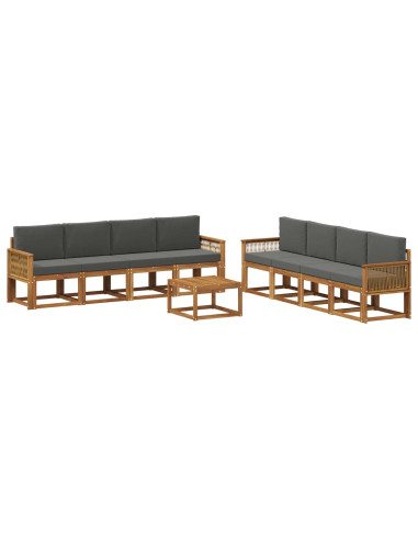 Set di divani da esterno 9 pcs Naturale e Antracite Poliestere