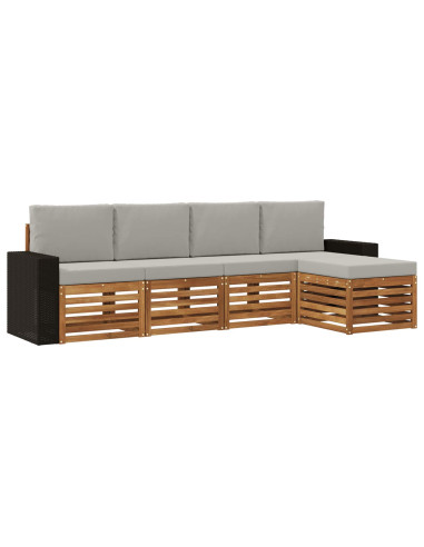 Set di divani da esterno 5 pcs Naturale e Grigio Chiaro