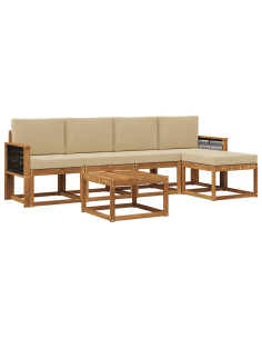 Set di divani da esterno 6 pcs Naturale e Beige Poliestere