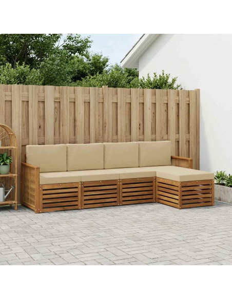 Set di divani da esterno con cuscino 5 pcs Naturale e Beige