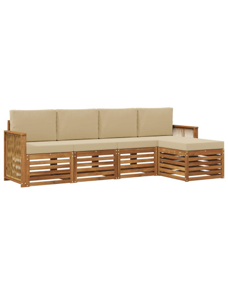 Set di divani da esterno con cuscino 5 pcs Naturale e Beige