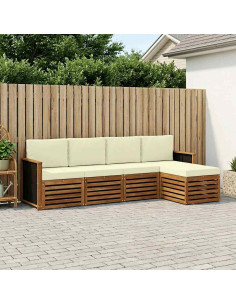 Set di divani da esterno con cuscino 5 pcs Naturale e Crema