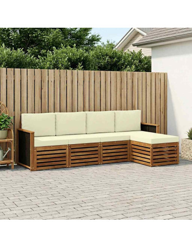 Set di divani da esterno con cuscino 5 pcs Naturale e Crema