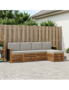 Set di divani da esterno 5 pcs Naturale e Grigio Chiaro