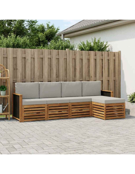 Set di divani da esterno 5 pcs Naturale e Grigio Chiaro
