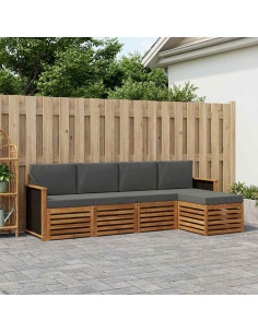 Set di divani da esterno con cuscino 5 pcs Naturale e Antracite