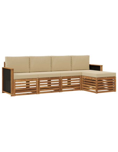 Set di divani da esterno con cuscino 5 pcs Naturale e Beige