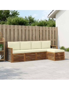 Set di divani da esterno con cuscino 5 pcs Naturale e Crema