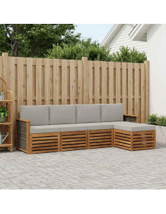 Set di divani da esterno 5 pcs Naturale e Grigio Chiaro