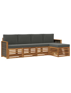 Set di divani da esterno con cuscino 5 pcs Naturale e Antracite