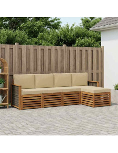 Set di divani da esterno con cuscino 5 pcs Naturale e Beige