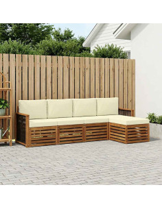 Set di divani da esterno con cuscino 5 pcs Naturale e Crema