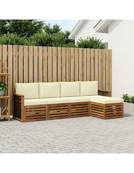 Set di divani da esterno con cuscino 5 pcs Naturale e Crema