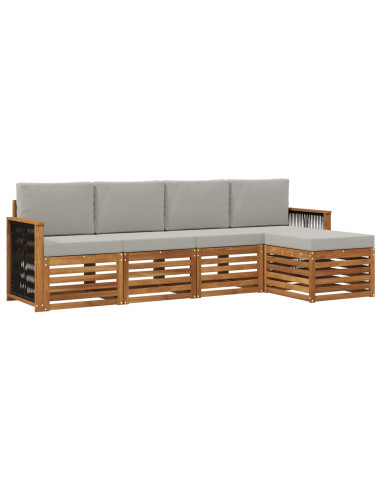 Set di divani da esterno 5 pcs Naturale e Grigio Chiaro