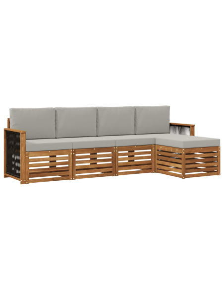 Set di divani da esterno 5 pcs Naturale e Grigio Chiaro