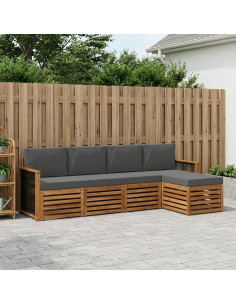 Set di divani da esterno con cuscino 5 pcs Naturale e Antracite
