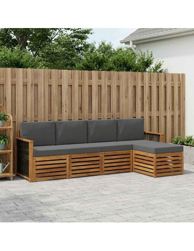 Set di divani da esterno con cuscino 5 pcs Naturale e Antracite