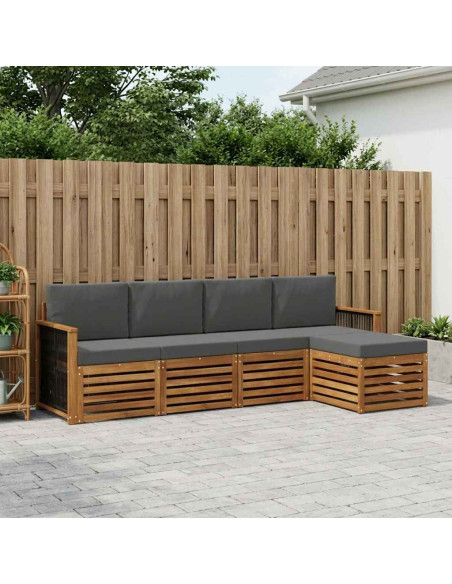 Set di divani da esterno con cuscino 5 pcs Naturale e Antracite