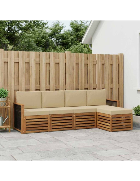 Set di divani da esterno con cuscino 5 pcs Naturale e Beige