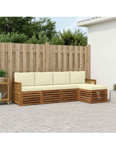 Set di divani da esterno con cuscino 5 pcs Naturale e Crema