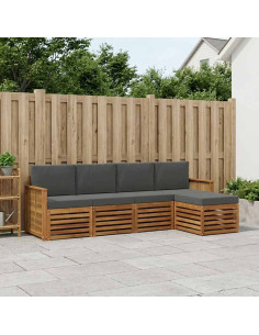 Set di divani da esterno con cuscino 5 pcs Naturale e Antracite