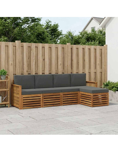 Set di divani da esterno con cuscino 5 pcs Naturale e Antracite