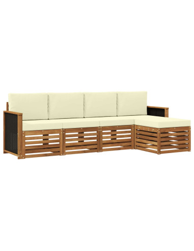 Set di divani da esterno con cuscino 5 pcs Naturale e Crema