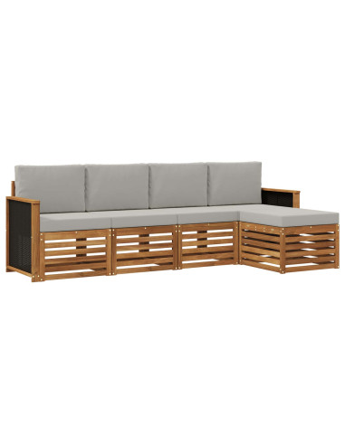 Set di divani da esterno 5 pcs Naturale e Grigio Chiaro