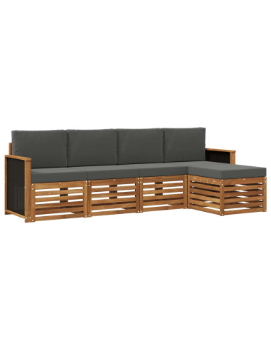 Set di divani da esterno con cuscino 5 pcs Naturale e Antracite