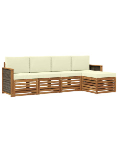 Set di divani da esterno con cuscino 5 pcs Naturale e Crema 2