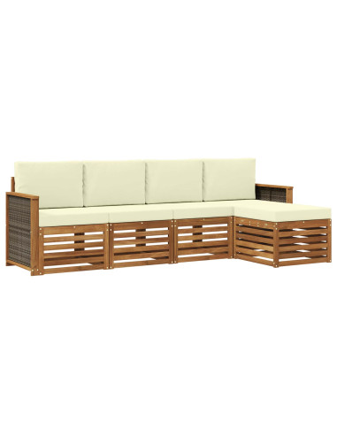 Set di divani da esterno con cuscino 5 pcs Naturale e Crema