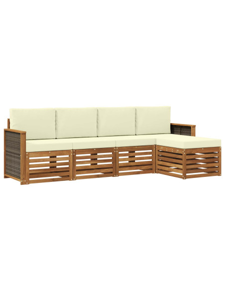 Set di divani da esterno con cuscino 5 pcs Naturale e Crema