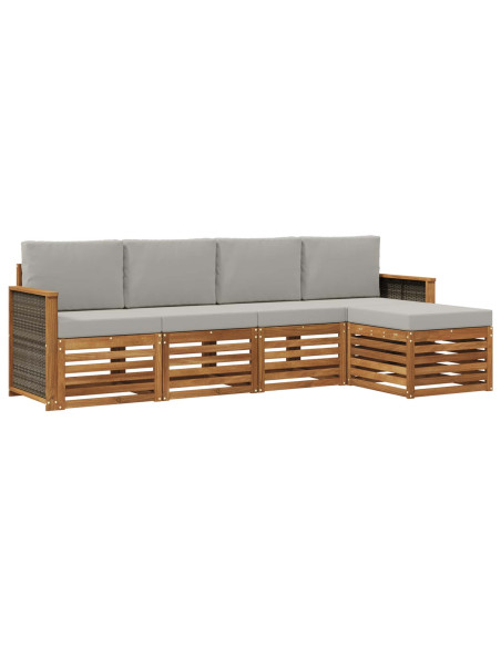 Set di divani da esterno 5 pcs Naturale e Grigio Chiaro