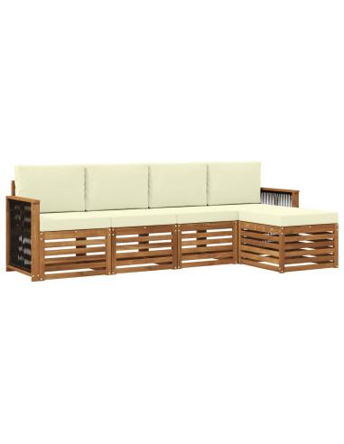 Set di divani da esterno con cuscino 5 pcs Naturale e Crema
