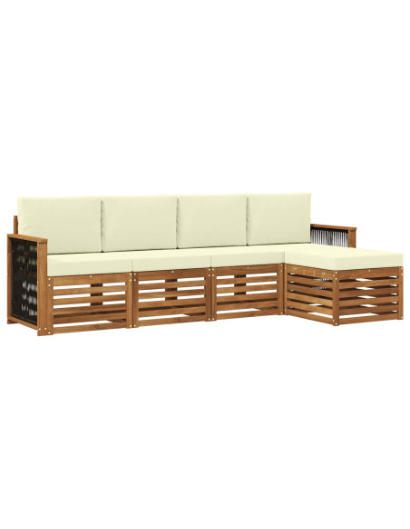 Set di divani da esterno con cuscino 5 pcs Naturale e Crema