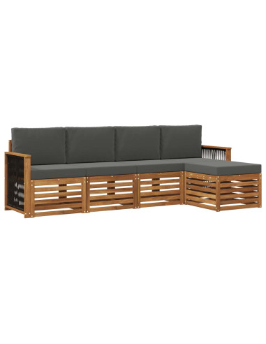 Set di divani da esterno con cuscino 5 pcs Naturale e Antracite