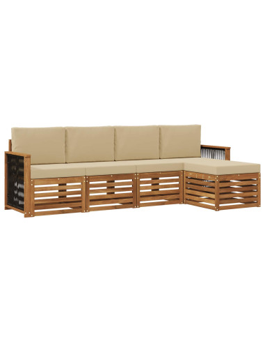 Set di divani da esterno con cuscino 5 pcs Naturale e Beige