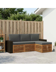 Set di divani da esterno con cuscino 4 pcs Naturale e Antracite