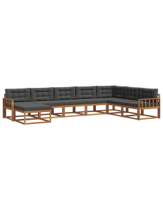 Set di divani da esterno con cuscino 8 pcs Naturale e Antracite 2