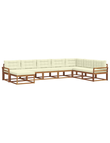 Set di divani da esterno con cuscino 8 pcs Naturale e Crema