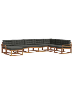 Set di divani da esterno con cuscino 8 pcs Naturale e Antracite 2