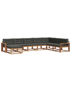 Set di divani da esterno con cuscino 8 pcs Naturale e Antracite 2