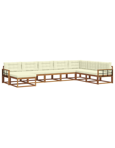 Set di divani da esterno con cuscino 8 pcs Naturale e Crema
