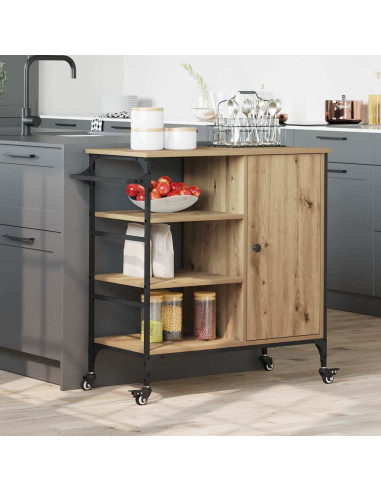Carrello da Cucina Rovere artigianale 87,5 x 39 x 84,5 cm