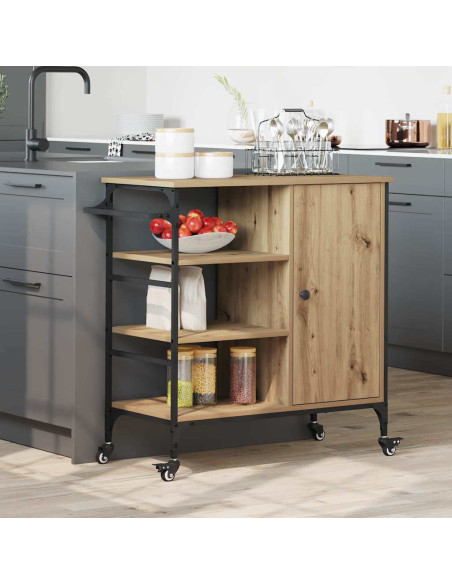 Carrello da Cucina Rovere artigianale 87,5 x 39 x 84,5 cm