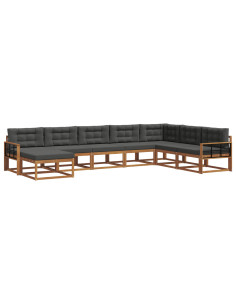 Set di divani da esterno con cuscino 8 pcs Naturale e Antracite 2