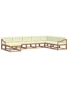 Set di divani da esterno con cuscino 8 pcs Naturale e Crema 2