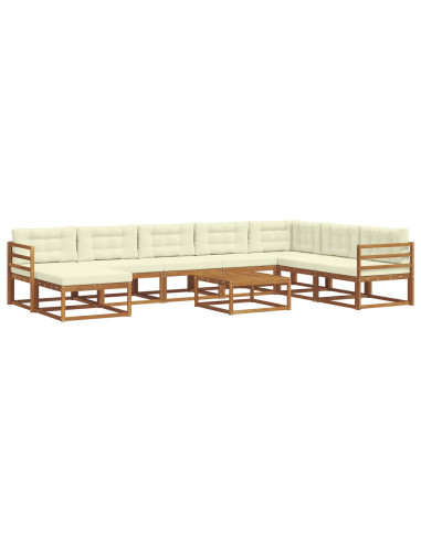 Set di divani da esterno con cuscino 9 pcs Naturale e Crema